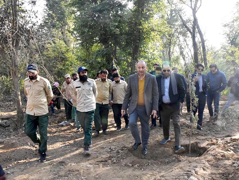 Federal Minister for Climate Change and Environmental Coordination Dr. Musadik Malik visits Shakarparian, where paper mulberry trees were recently removed and native trees planted