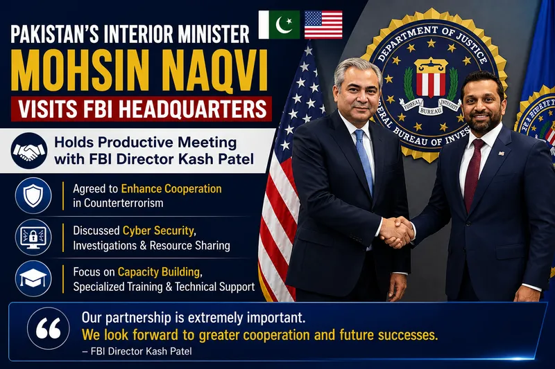Interior Minister Mohsin Naqvi Discusses Security Cooperation With FBI Director