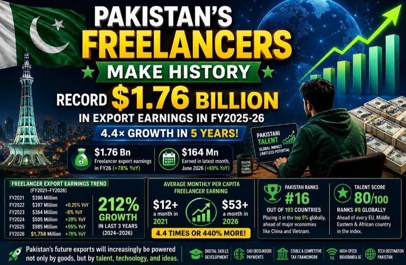 Pakistan Freelancers Achieve Record 1.76 Billion Dollars In Export Earnings
