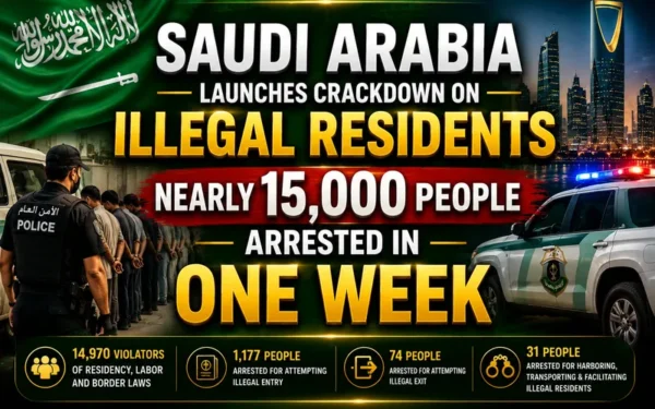 Saudi Arabia Arrests Nearly 15,000 Individuals in Recent Nationwide Sweep
