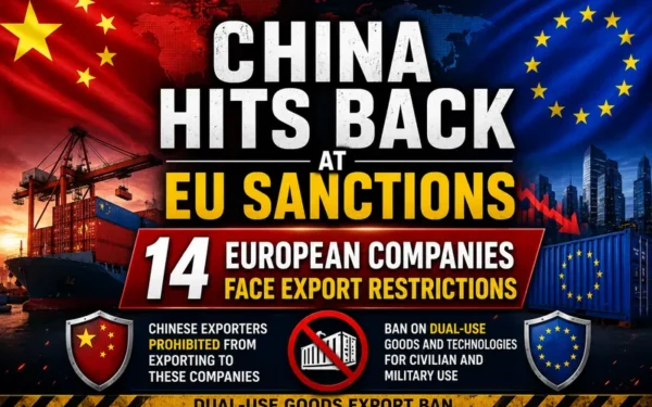 China Imposes Export Curbs on Fourteen European Firms Over Sanctions