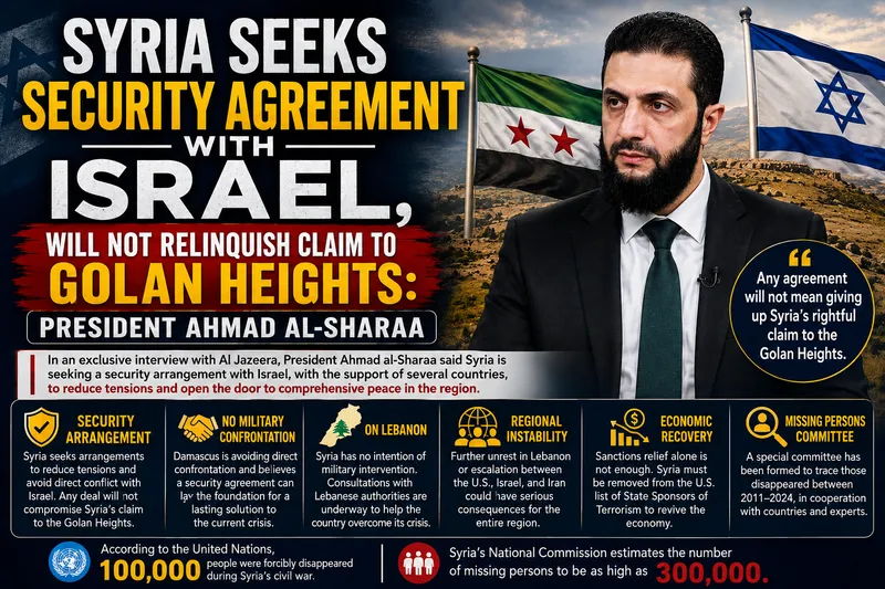 Syria Seeks Security Pact with Israel, Retains Golan Heights Claim