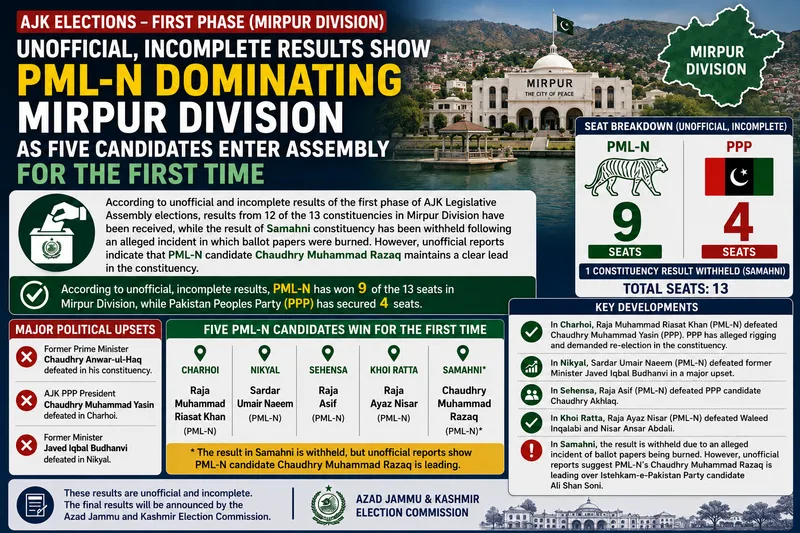 PML-N Leads Mirpur Division as AJK Election Results Unfold