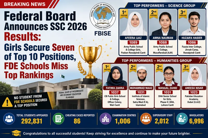 Federal Board Announces 2026 SSC Results With Girls Dominating Ranks
