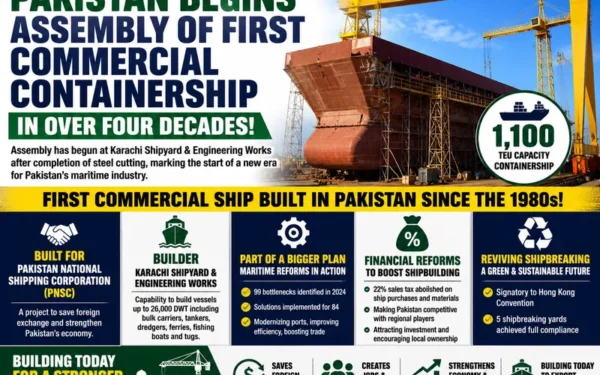 Pakistan Begins Assembly of First Commercial Containership in Forty Years