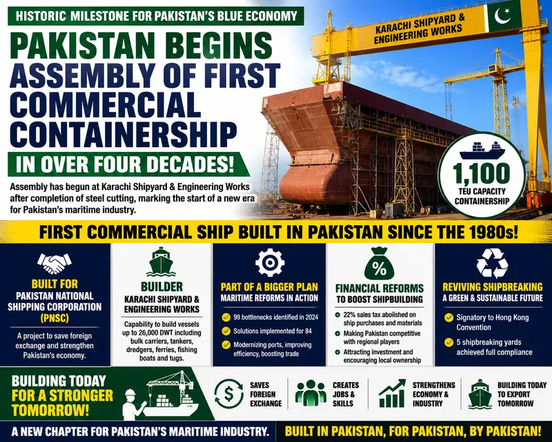 Pakistan Begins Assembly of First Commercial Containership in Forty Years