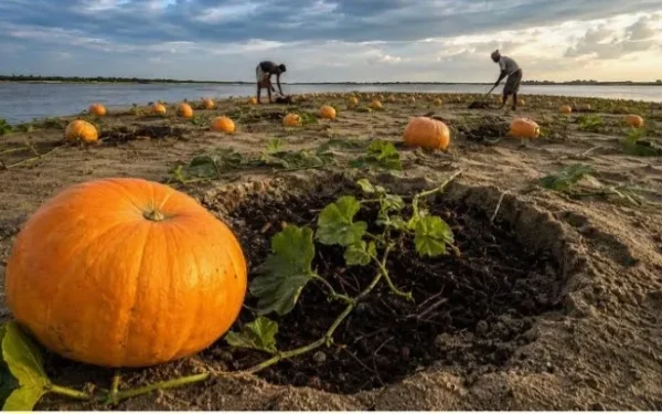 Bangladesh Revolutionizes Agriculture by Cultivating Pumpkins on Sandy Riverbanks