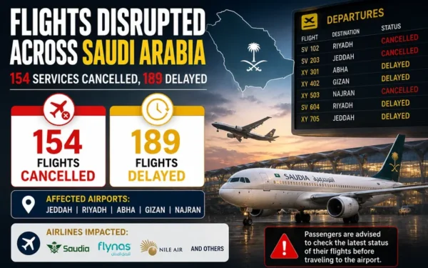Severe Flight Disruptions Across Saudi Arabia Lead To Mass Cancellations
