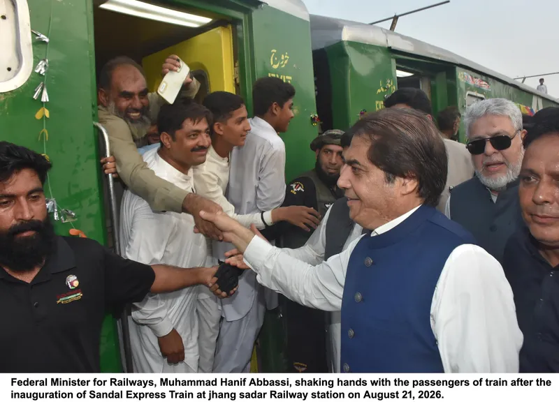 Rail Minister Hanif Abbasi Reopens Multan-Jhang-Sargodha Railway Line Service
