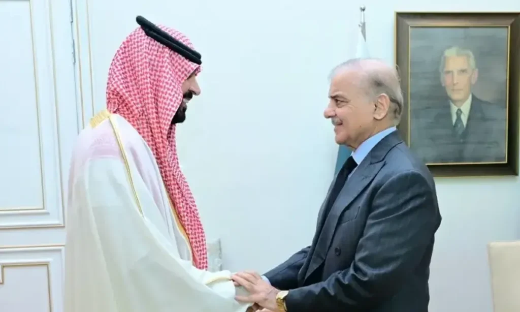 Prime Minister Shehbaz Sharif holding a formal meeting with the new Saudi Ambassador regarding Pakistan Saudi Arabia strategic ties. (Image 1)