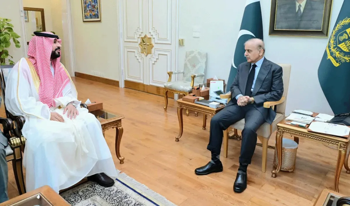Prime Minister Shehbaz Sharif holding a formal meeting with the new Saudi Ambassador regarding Pakistan Saudi Arabia strategic ties. (Image 3)