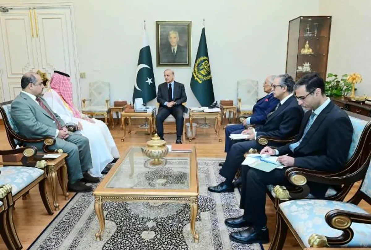 Prime Minister Shehbaz Sharif holding a formal meeting with the new Saudi Ambassador regarding Pakistan Saudi Arabia strategic ties. (Image 2)
