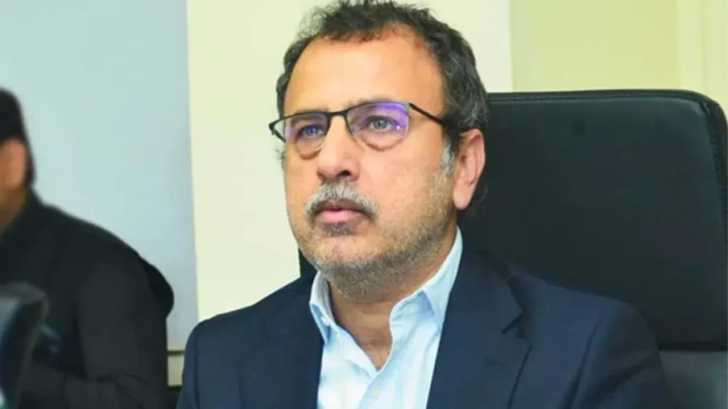 Federal Minister Sardar Awais Ahmad Khan Leghari inspecting the runway at the DG Khan Airport expansion project site.