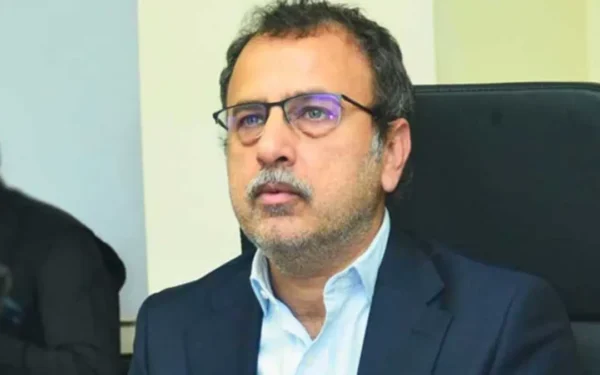 Federal Minister Sardar Awais Ahmad Khan Leghari inspecting the runway at the DG Khan Airport expansion project site.
