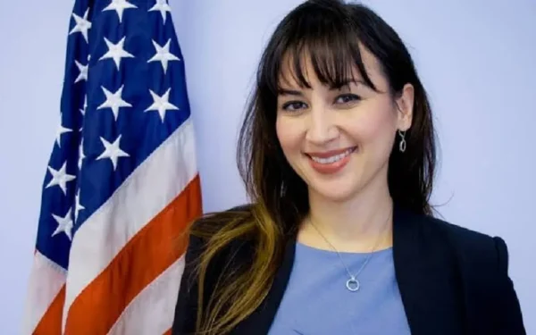 US Chargé d'Affaires Natalie Baker addresses attendees at the US Embassy breast cancer event in Islamabad.