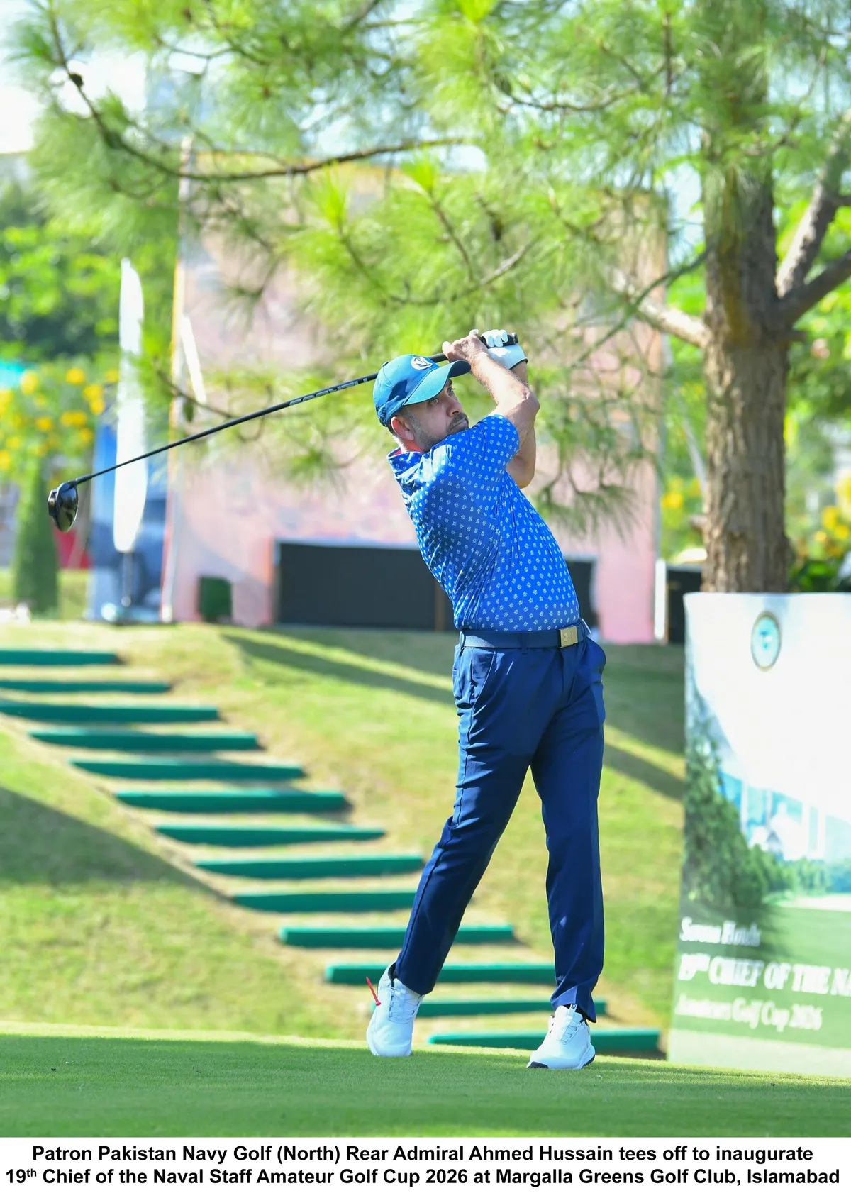 Rear Admiral Ahmed Hussain speaks at the 19th Chief of the Naval Staff Amateur Golf Cup opening ceremony. (Image 2)