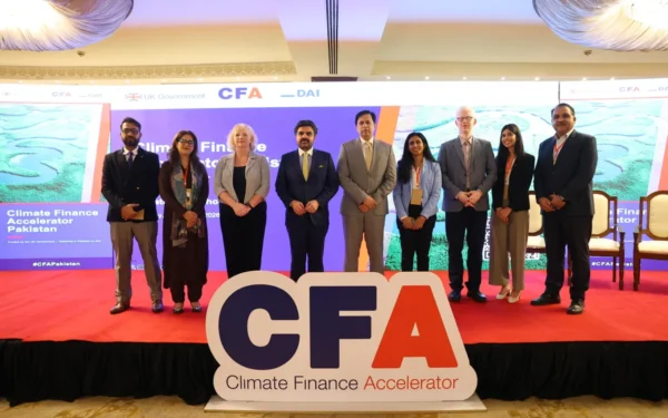 British and Pakistani officials at the Climate Finance Accelerator Pakistan Investor Roadshow in Karachi.