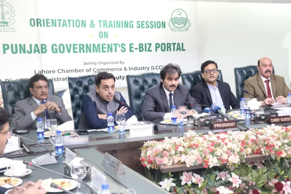 LCCI leadership and Lahore district officials meet to discuss the district economy and digital business facilitation.