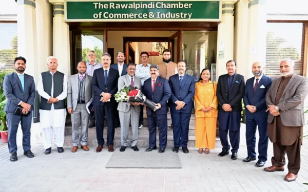 Ethiopian Ambassador Dr. Oumer Hussien Oba meets with members of the Rawalpindi Chamber of Commerce and Industry.