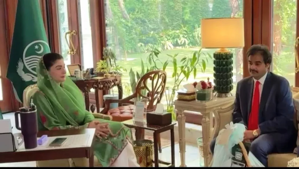 Punjab Chief Minister Maryam Nawaz Sharif meets with LCCI President Ali Hussam Asghar to discuss Punjab business growth.